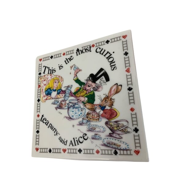 Alice In Wonderland Tea Party Ceramic & Cork Square Trivet Tile Mad Hatter 8798 - Picture 2 of 4